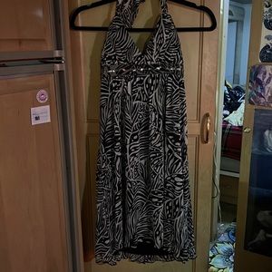 cute dressy halter black and white cocktail dress